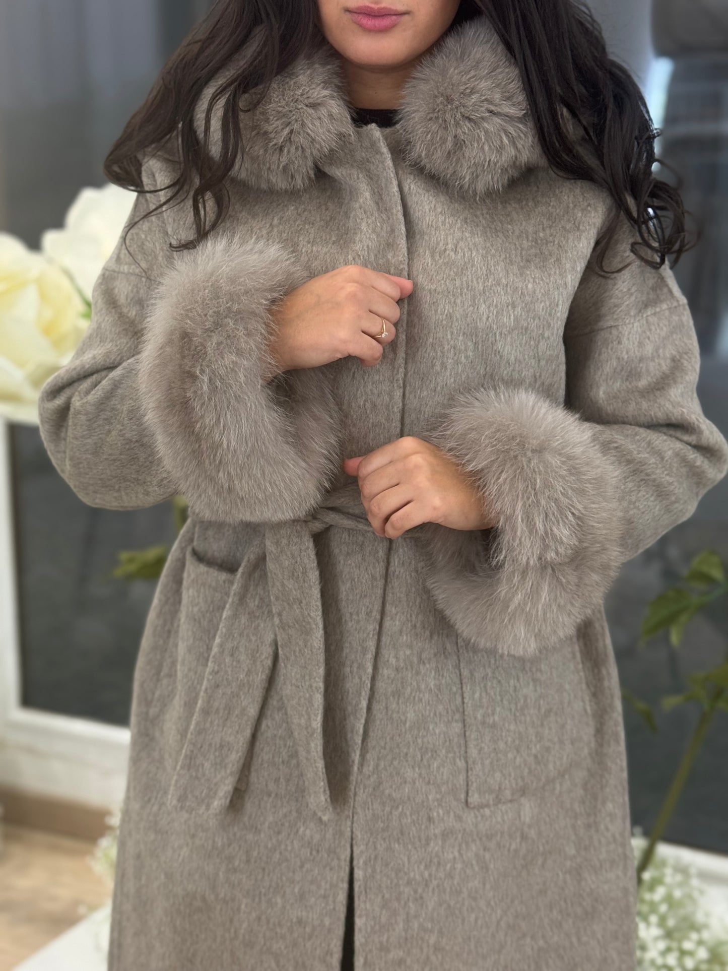 Manteau long en fourrure de renard