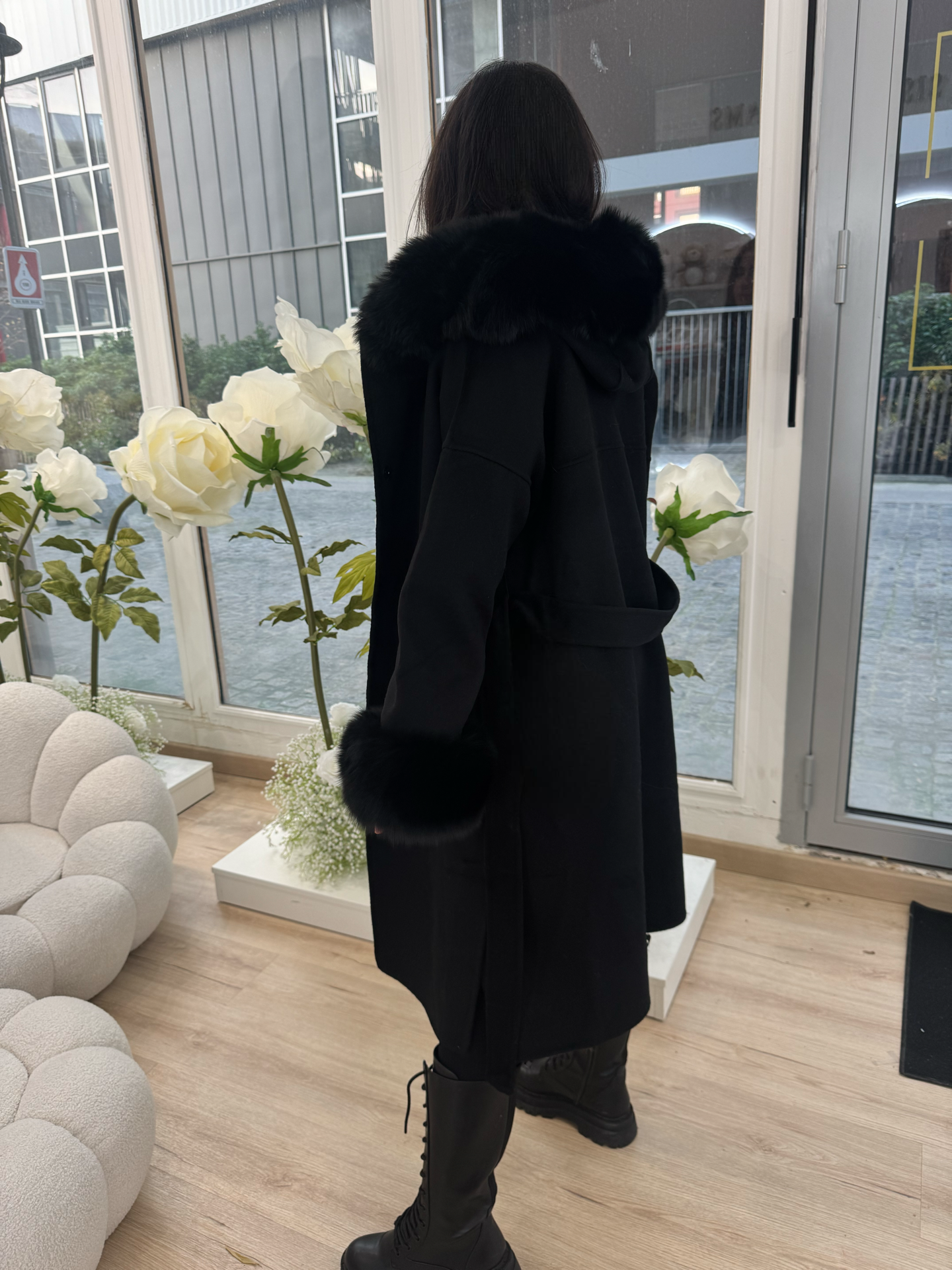 Manteau long en fourrure de renard